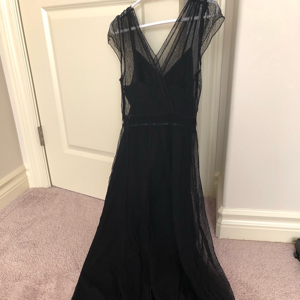 Guess High Low Maxi Dress Black Net XS